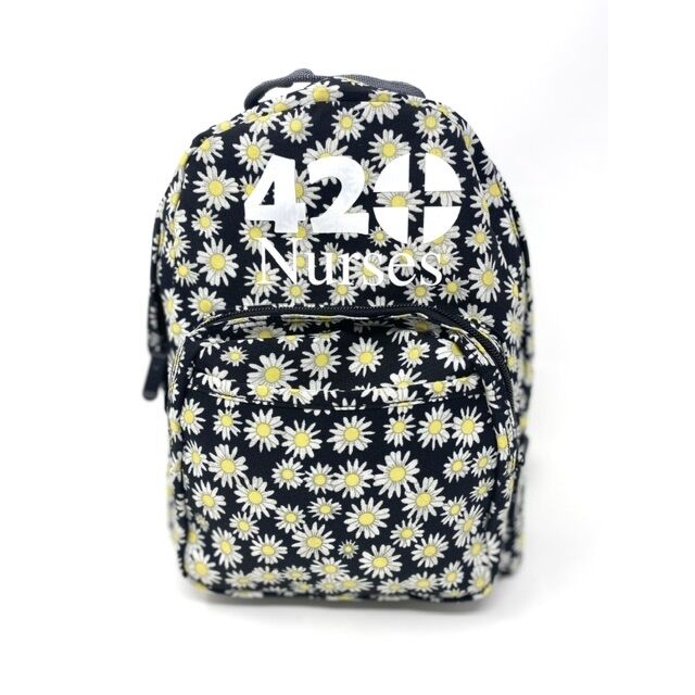 420Nurses Black Daisies mini backpack