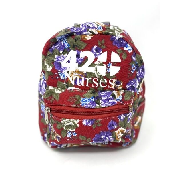 420Nurses Red with roses mini backpack