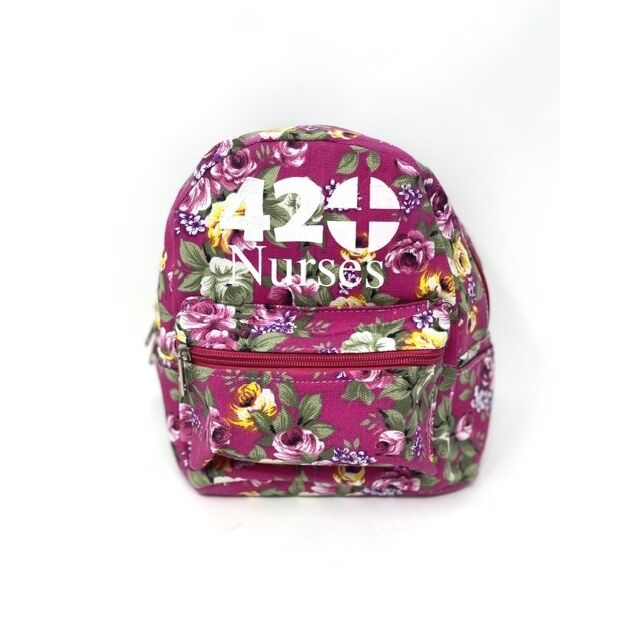 420Nurses Hot pink with roses mini backpack
