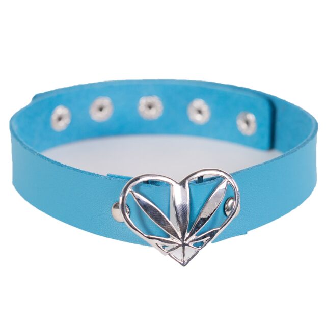Blue - Potleaf - 420 Heart Choker Collar 