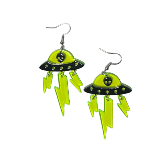 Neon UFO Earrings