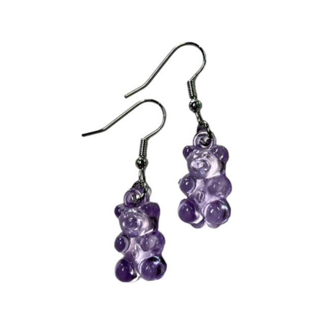 gummy bear earrings purple