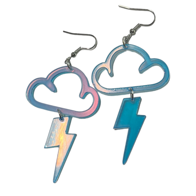 Holographic Storm Cloud Earrings