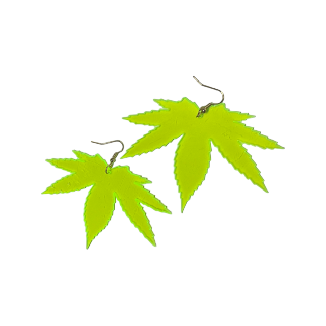 neon potleaf earrings