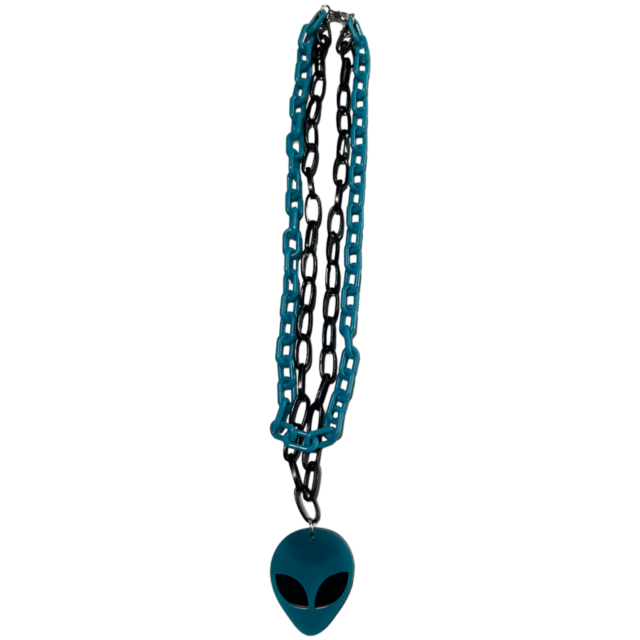 teal alien neccklace