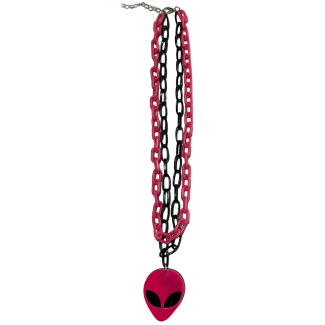 Neon Pink Alien Necklace
