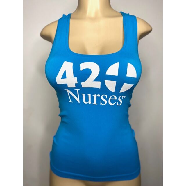 Blue tank top with lace back