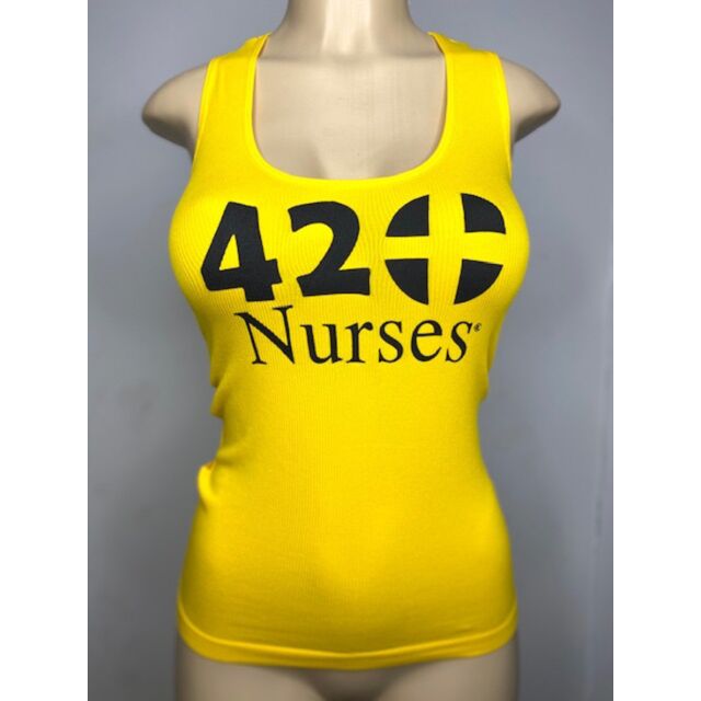 Yellow tank top with lace back