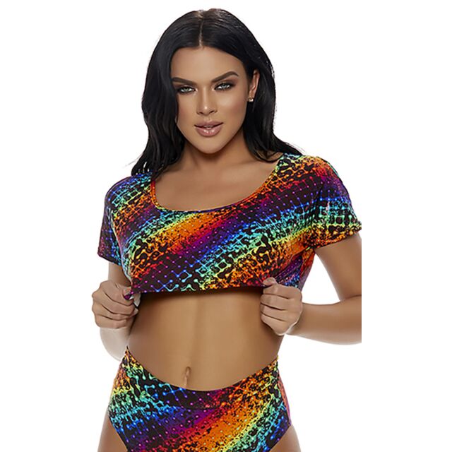 Rainbow Snakeskin Crop Top