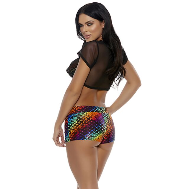 Rainbow snakeskin shorts