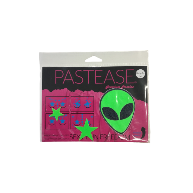 Alien with Neon Green Stars Full Body Pasties